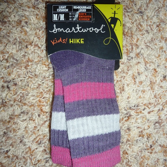 Smartwool Kinder Kids Striped Hike M Crew Socks Medium Gray S